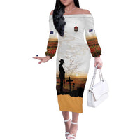 Australia And New Zealand ANZAC Day Family Matching Off The Shoulder Long Sleeve Dress and Hawaiian Shirt Battle Of Beersheba LT05 Mom's Dress Beige - Polynesian Pride