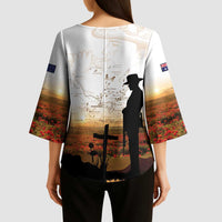 Australia And New Zealand ANZAC Day Kimono Sleeve Blouse Battle Of Beersheba LT05 - Polynesian Pride