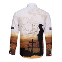 Australia And New Zealand ANZAC Day Long Sleeve Button Shirt Battle Of Beersheba LT05 - Polynesian Pride