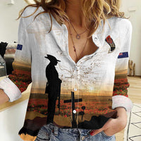Australia And New Zealand ANZAC Day Women Casual Shirt Battle Of Beersheba LT05 Female Beige - Polynesian Pride