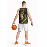 Filipinos Lapu Lapu Hero Basketball Jersey Gold Polynesian Tribal Tattoo LT05 - Polynesian Pride