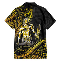 Filipinos Lapu Lapu Hero Family Matching Short Sleeve Bodycon Dress and Hawaiian Shirt Gold Polynesian Tribal Tattoo LT05 - Polynesian Pride