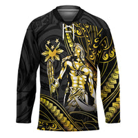 Filipinos Lapu Lapu Hero Hockey Jersey Gold Polynesian Tribal Tattoo LT05 Unisex Gold - Polynesian Pride