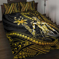 Filipinos Lapu Lapu Hero Quilt Bed Set Gold Polynesian Tribal Tattoo