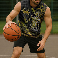 Filipinos Lapu Lapu Hero Sleeveless Hoodie Gold Polynesian Tribal Tattoo LT05 - Polynesian Pride