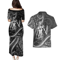 Filipinos Lapu Lapu Hero Couples Matching Puletasi and Hawaiian Shirt Black Polynesian Tribal Tattoo LT05 - Polynesian Pride