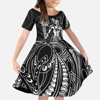 Filipinos Lapu Lapu Hero Family Matching Mermaid Dress and Hawaiian Shirt Black Polynesian Tribal Tattoo LT05 Daughter's Dress Black - Polynesian Pride