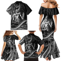 Filipinos Lapu Lapu Hero Family Matching Mermaid Dress and Hawaiian Shirt Black Polynesian Tribal Tattoo LT05 - Polynesian Pride