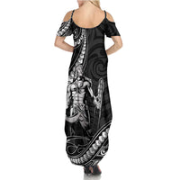 Filipinos Lapu Lapu Hero Family Matching Summer Maxi Dress and Hawaiian Shirt Black Polynesian Tribal Tattoo LT05 - Polynesian Pride