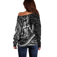Filipinos Lapu Lapu Hero Off Shoulder Sweater Black Polynesian Tribal Tattoo