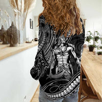 Filipinos Lapu Lapu Hero Women Casual Shirt Black Polynesian Tribal Tattoo LT05 - Polynesian Pride