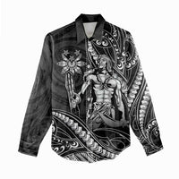 Filipinos Lapu Lapu Hero Women Casual Shirt Black Polynesian Tribal Tattoo LT05 - Polynesian Pride