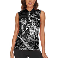 Filipinos Lapu Lapu Hero Women Sleeveless Polo Shirt Black Polynesian Tribal Tattoo LT05 - Polynesian Pride