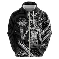 Filipinos Lapu Lapu Hero Zip Hoodie Black Polynesian Tribal Tattoo