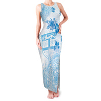 Happy Fiji Girmit Day Family Matching Tank Maxi Dress and Hawaiian Shirt Fijian Tapa With Mandala Pattern LT05 Mom's Dress Blue - Polynesian Pride