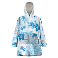 Happy Fiji Girmit Day Wearable Blanket Hoodie Fijian Tapa With Mandala Pattern LT05 One Size Blue - Polynesian Pride