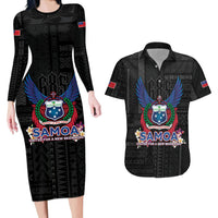 Samoa 64th Independence Anniversary Couples Matching Long Sleeve Bodycon Dress and Hawaiian Shirt