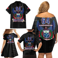 Samoa 64th Independence Anniversary Family Matching Off Shoulder Short Dress and Hawaiian Shirt