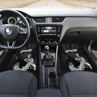 Hawaii King Kamehameha Day Parade Car Mats With Pa'u Riders Plumeria Kakau Tribal Pattern LT05 Set 2pcs - Front Black - Polynesian Pride