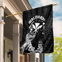 Hawaii King Kamehameha Day Parade Garden Flag With Pa'u Riders Plumeria Kakau Tribal Pattern LT05 House Flag Black - Polynesian Pride
