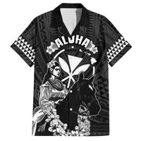Hawaii King Kamehameha Day Parade Hawaiian Shirt With Pa'u Riders Plumeria Kakau Tribal Pattern LT05 Black - Polynesian Pride