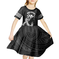 Hawaii King Kamehameha Day Parade Kid Short Sleeve Dress With Pa'u Riders Plumeria Kakau Tribal Pattern LT05 - Polynesian Pride