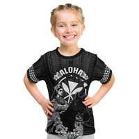 Hawaii King Kamehameha Day Parade Kid T Shirt With Pa'u Riders Plumeria Kakau Tribal Pattern LT05 Black - Polynesian Pride
