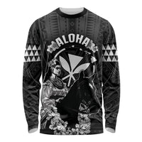 Hawaii King Kamehameha Day Parade Long Sleeve Shirt With Pa'u Riders Plumeria Kakau Tribal Pattern LT05 Unisex Black - Polynesian Pride