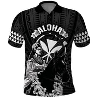 Hawaii King Kamehameha Day Parade Polo Shirt With Pa'u Riders Plumeria Kakau Tribal Pattern LT05 Black - Polynesian Pride