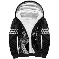 Hawaii King Kamehameha Day Parade Sherpa Hoodie With Pa'u Riders Plumeria Kakau Tribal Pattern LT05 Unisex Black - Polynesian Pride