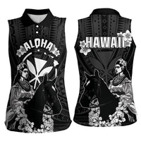 Hawaii King Kamehameha Day Parade Women Sleeveless Polo Shirt With Pa'u Riders Plumeria Kakau Tribal Pattern LT05 - Polynesian Pride