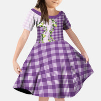 Violet Hawaii Palaka Family Matching Summer Maxi Dress and Hawaiian Shirt Maile Pikake Honohono Orchid Lei LT05 Daughter's Dress Violet - Polynesian Pride
