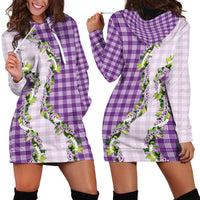 Violet Hawaii Palaka Hoodie Dress Maile Pikake Honohono Orchid Lei LT05 - Polynesian Pride