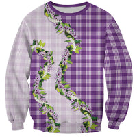 Violet Hawaii Palaka Sweatshirt Maile Pikake Honohono Orchid Lei