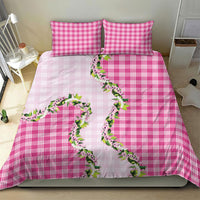 Pink Hawaii Palaka Bedding Set Maile Pikake Honohono Orchid Lei