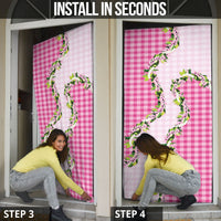 Pink Hawaii Palaka Door Cover Maile Pikake Honohono Orchid Lei