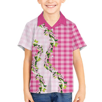 Pink Hawaii Palaka Family Matching Tank Maxi Dress and Hawaiian Shirt Maile Pikake Honohono Orchid Lei LT05 Son's Shirt Pink - Polynesian Pride