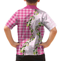 Pink Hawaii Palaka Hawaiian Shirt Maile Pikake Honohono Orchid Lei