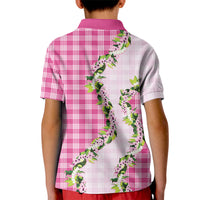 Pink Hawaii Palaka Kid Polo Shirt Maile Pikake Honohono Orchid Lei LT05 - Polynesian Pride