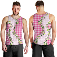 Pink Hawaii Palaka Men Tank Top Maile Pikake Honohono Orchid Lei
