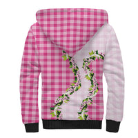 Pink Hawaii Palaka Sherpa Hoodie Maile Pikake Honohono Orchid Lei LT05 - Polynesian Pride