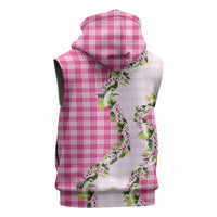 Pink Hawaii Palaka Sleeveless Hoodie Maile Pikake Honohono Orchid Lei LT05 - Polynesian Pride