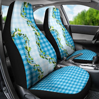 Blue Hawaii Palaka Car Seat Cover Maile Pikake Honohono Orchid Lei