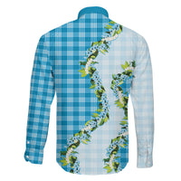 Blue Hawaii Palaka Family Matching Short Sleeve Bodycon Dress and Hawaiian Shirt Maile Pikake Honohono Orchid Lei LT05 - Polynesian Pride