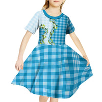 Blue Hawaii Palaka Kid Short Sleeve Dress Maile Pikake Honohono Orchid Lei LT05 - Polynesian Pride
