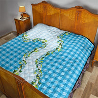 Blue Hawaii Palaka Quilt Maile Pikake Honohono Orchid Lei