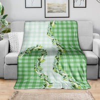 Green Hawaii Palaka Blanket Maile Pikake Honohono Orchid Lei