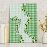Green Hawaii Palaka Canvas Wall Art Maile Pikake Honohono Orchid Lei