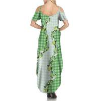 Green Hawaii Palaka Family Matching Summer Maxi Dress and Hawaiian Shirt Maile Pikake Honohono Orchid Lei LT05 - Polynesian Pride