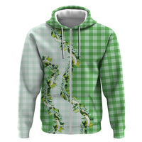 Green Hawaii Palaka Hoodie Maile Pikake Honohono Orchid Lei